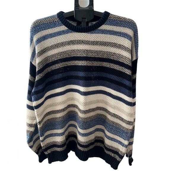 Vintage Jantzen 80’s 90’s Striped Grandpa Pullover Ribbed Neck Sweater Sz XL - Picture 1 of 8